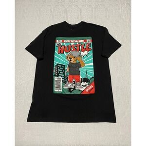Vibes‎ Hustle Every Day All Day Graphic Tee T Shirt Men's Size 2XL Cartoon Bear